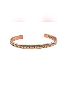 Vintage Copper Twisted Cable Cuff Bracelet Artisan Signed